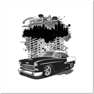 1955 Black Chevy Bel Air Detroit Iron Print Posters and Art